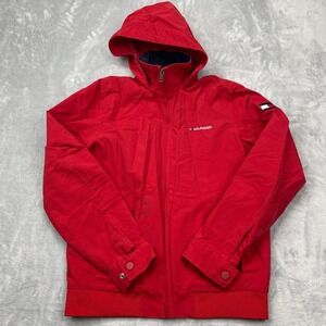 Tommy Hilfiger Jacket Men's Small Red Hooded Jacket Lightweight Zip Up Logo